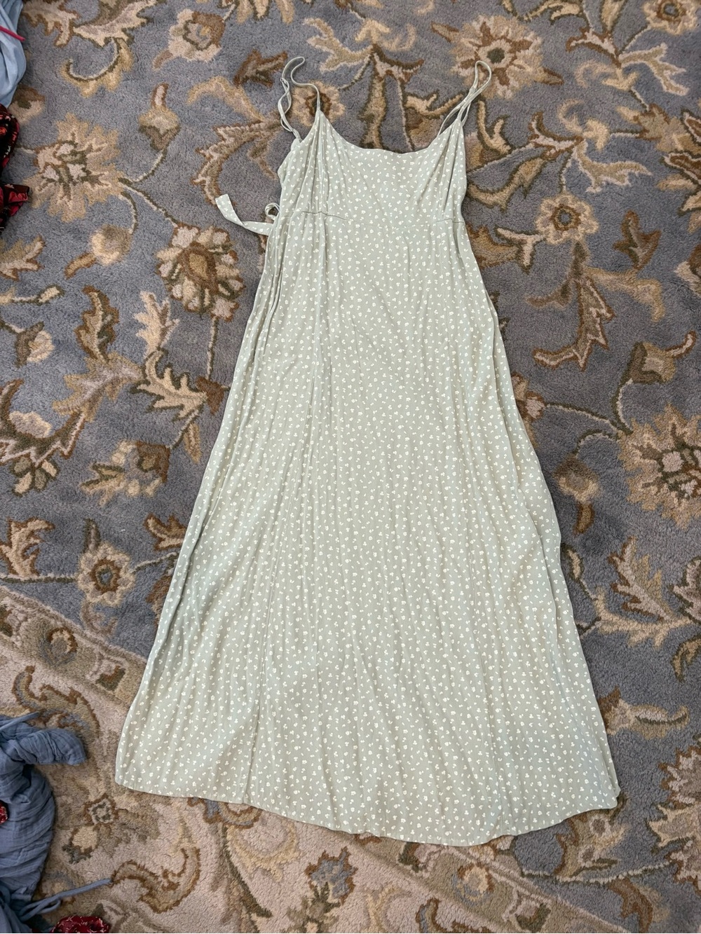 Brandy Melville Light Sage Floral Slip Dress